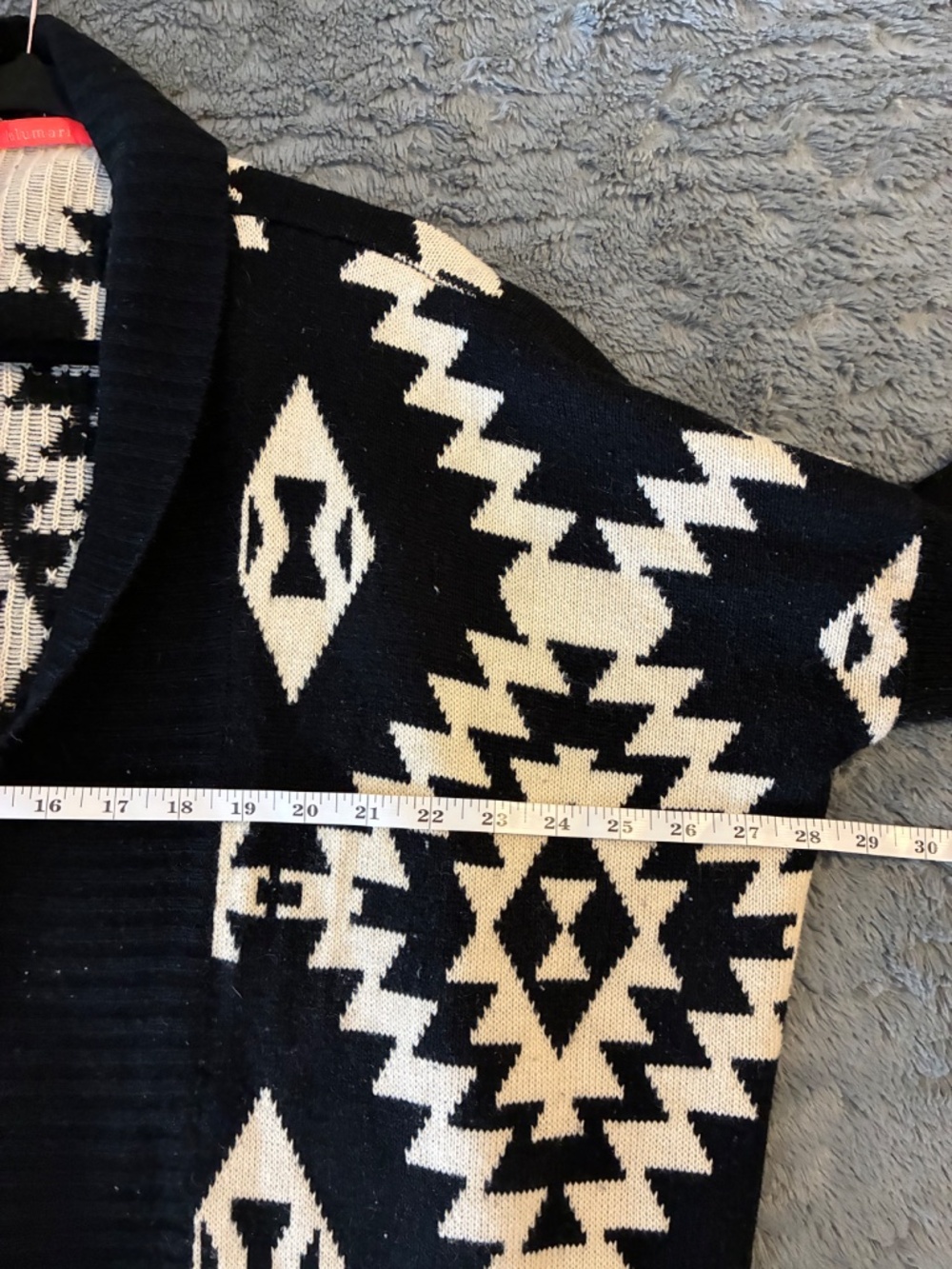 Black and Cream Aztec Open Front Cardigan - Picture 7 of 8